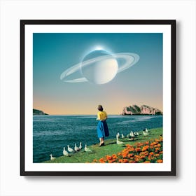 Staring At A Planet Square Art Print