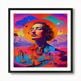 Surrealism Dali Universe Neon Colors Of Passion Art Print