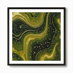 olive gold abstract wave art 6 Art Print