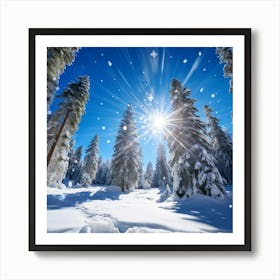 Crystal Clear Ice Clings To The Pine Trees Under A Vibrant Radiant Sun In A Wintry Wonderland Ext (4) Art Print