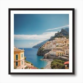 Amalfi Coast Matisse Style, Italy 5 Watercolour Travel Poster Art Print (4) Póster