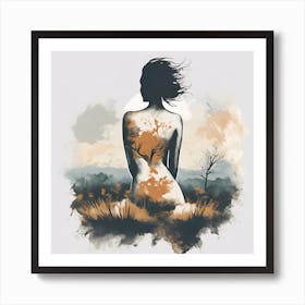 Woman In The Woods Art Print