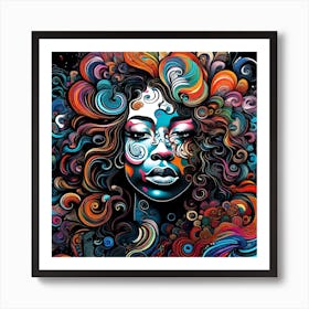 Portrait Of A Woman With Colorful Hair Art Print