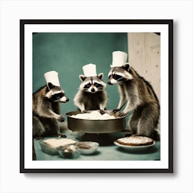 Raccoon Bakers Art Print