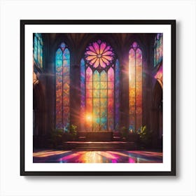 Futuristic house with sunbeam coming through window  Art Print