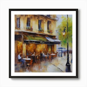 Cafe in Paris. spring season. Passersby. The beauty of the place. Oil colors.6 Art Print