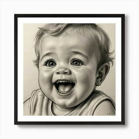 Portrait Of A Baby Laughing Art Print