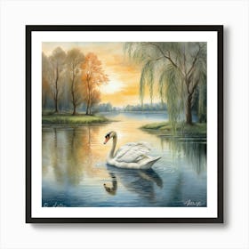 Swan On The Lake Art Print
