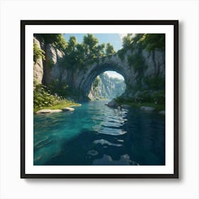 Default A A Tranquil River Winding Through A Dense Forest Sunl 3 Art Print