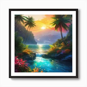 Tropical Landscape Painting 2 Art Print