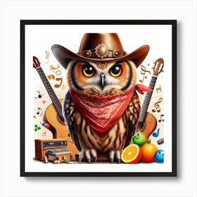 Cowboy Owl 4 Art Print