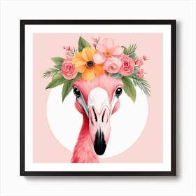 Floral Baby Flamingo Nursery Illustration (12) Art Print