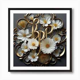 Paper Flower gold Art Print