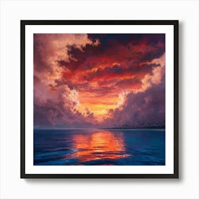 Sunset Over The Ocean 2 Art Print