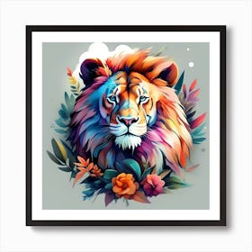 Colorful Lion Art Print