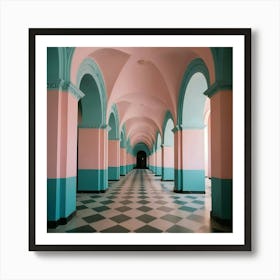 Pink And Blue Hallway 2 Art Print