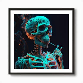 Skeleton Smoking Art Print