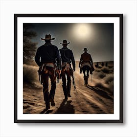 Three Cowboys In The Desert Art Print