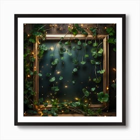 Frame With Ivy And Fairy Lights Art Print