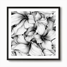 Black And White Floral Pattern Art Print