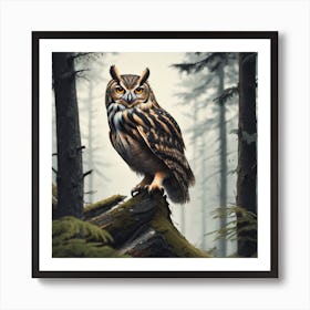 Owl In The Forest 3 Art Print