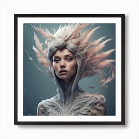 Woman With Feathers Art Print