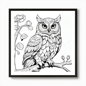 Owl Coloring Page Art Print