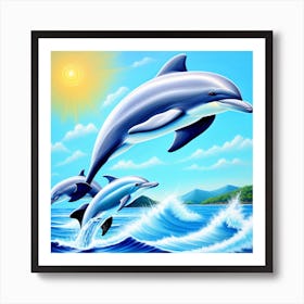 Dolphins In The Sea Art Print