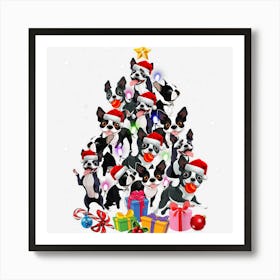 Family Santa Clothing French Bulldog Frenchie Christmas Tree Art Print