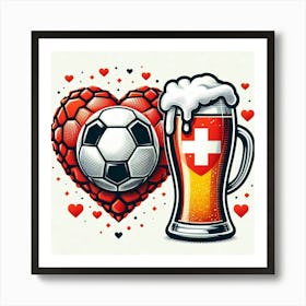 Swiss Beer And Soccer football euro 2024 Art Print