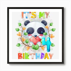 Kids 4th Birthday Cute Panda 4 Years Old Boys Girlsns Art Print