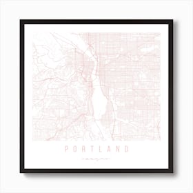 Portland Oregon Light Pink Minimal Street Map Square Art Print