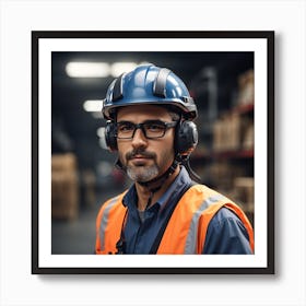 Photo Man With Helmet Working Logistic 3 Art Print