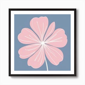 A White And Pink Flower In Minimalist Style Square Composition 708 Art Print