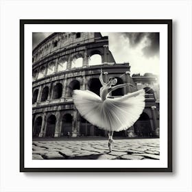Ballet Dancer In Front Of Colosseum Art Print
