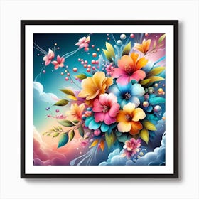 Colorful Flowers In The Sky 1 Art Print