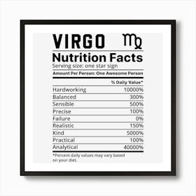 Virgo Nutrition Facts Art Print