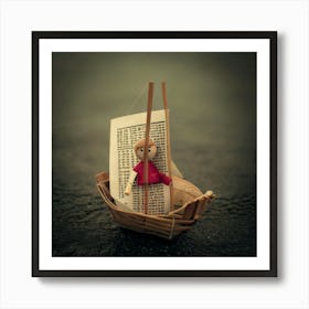 Firefly Stick, Doll, Sad, Expression, Paper, Boat, Newspaper, Gloomy, Background, Melancholy, Minima (10) Art Print