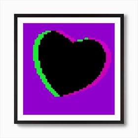 Purple Pixel Heart Square Art Print