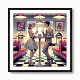 60's Diner Cartoon Milkshakes Art Print