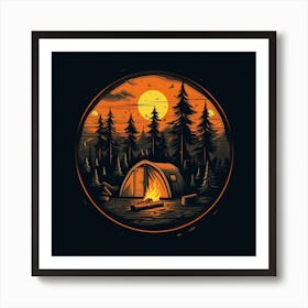 Campfire At Sunset 1 Art Print