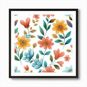 Floral Seamless Pattern Art Print