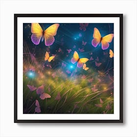 Butterflies In The Night Sky Art Print