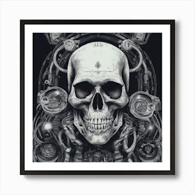 Skull With Gears Art Print
