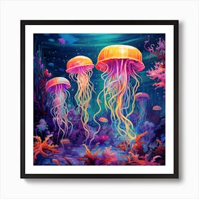 Jellyfish In The Sea 1 Art Print