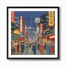 Tokyo Street Scene Art Print