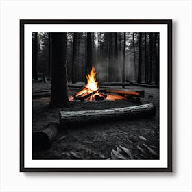 Fire In The Woods 1 Art Print