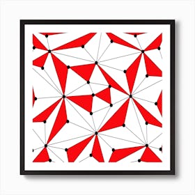 Abstract Red And White Pattern Art Print