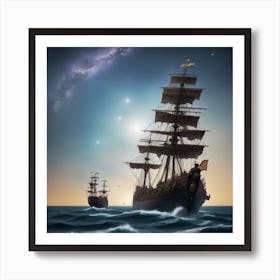 Ship In The Sea Art Print