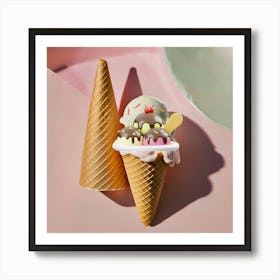 Ice Cream Cones in Summer and winter Art Print